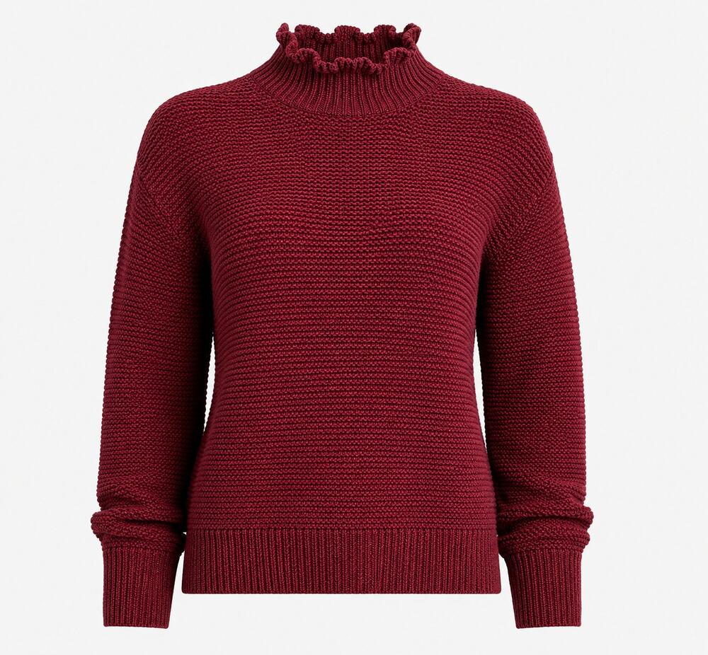 J.Crew Burgundy Mock Neck Textured Knit Sweater Women's Medium Cozy Classic